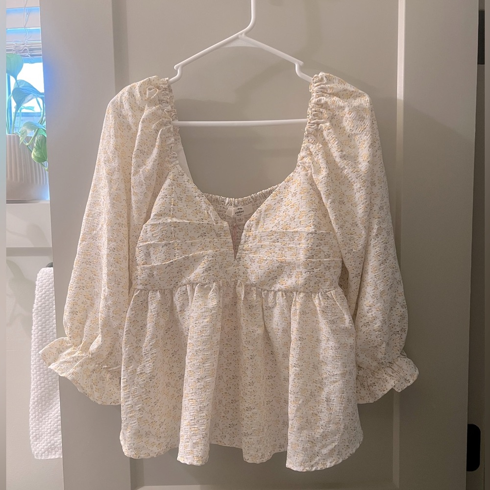 Red Dress Boutique Entro Summer Shade Yellow Floral Print Top Size Large NWT